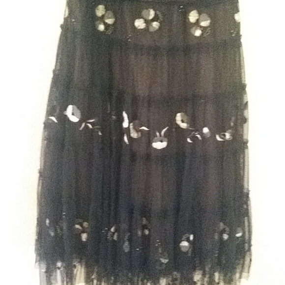 BCBG Strapless Embroidered Ruched Mesh Evening Cocktail Dress, Prom - Picture 3 of 8